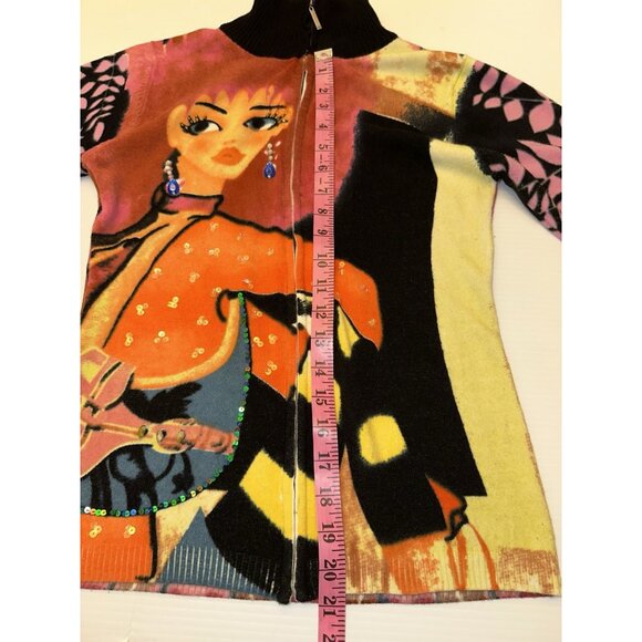 CUSTO Barcelona Beads Barbie inspired zip wool blend Knit Cardigan sweater Sm - Picture 10 of 15